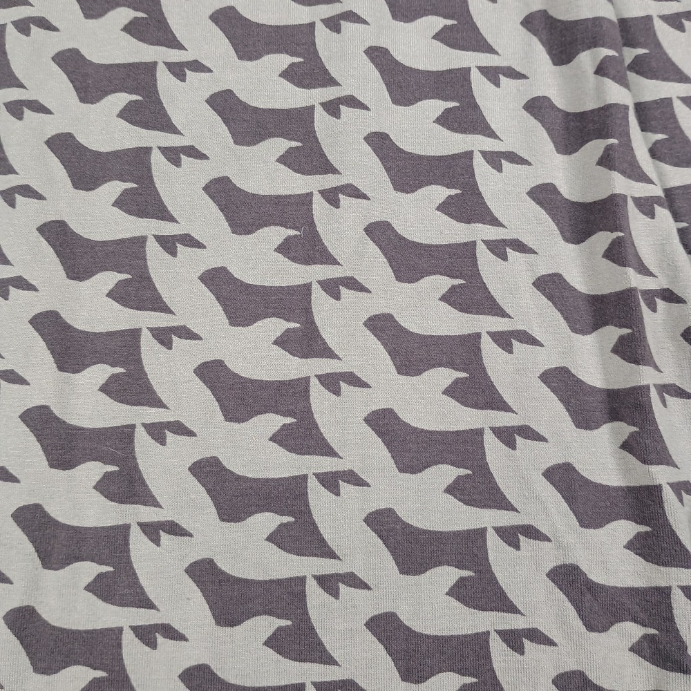 Boden Grey Bird Print Viscose Soft Fit Flare Cap Sleeve Dress Size 14 R - Picture 2 of 6